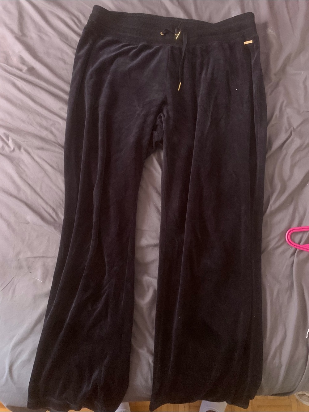 Calvin Klein Black Velour Wide-Leg Lounge Pants